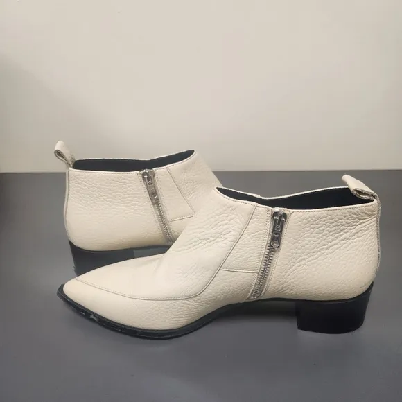 Everlane The Boss Cream Bone Boots Booties Pebbled Leather Size 8.5