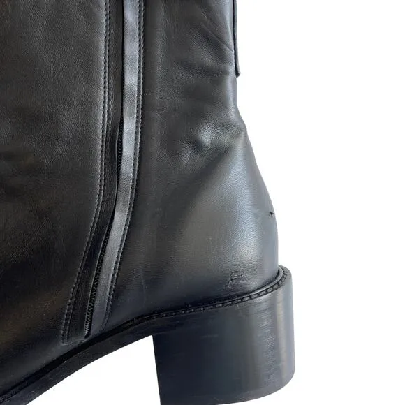 Everlane The City Boot Square Toe Black Leather Ankle Bootie Size 10.5