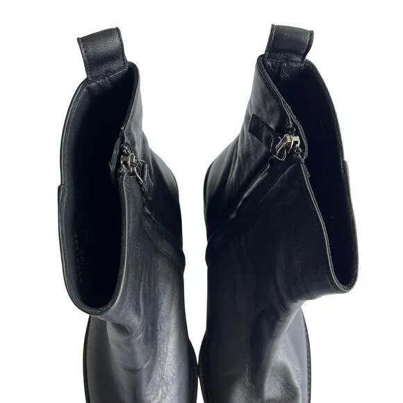 Everlane The City Boot Square Toe Black Leather Ankle Bootie Size 10.5