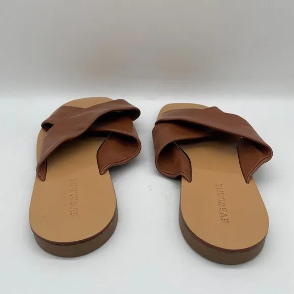 Everlane The Day Crossover Womens 7 Slip On Sandals Sienna Brown Leather Slide