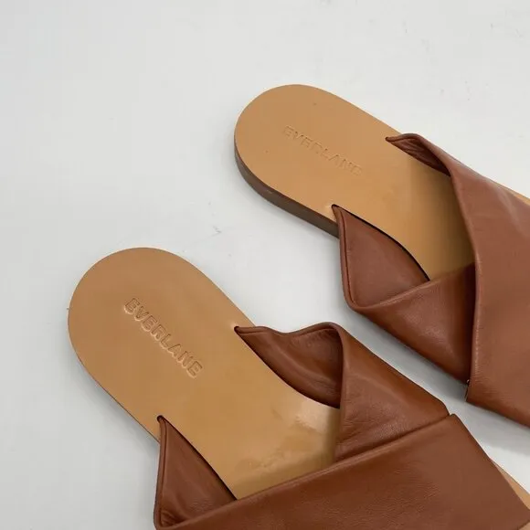Everlane The Day Crossover Womens 7 Slip On Sandals Sienna Brown Leather Slide