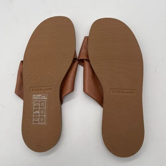 Everlane The Day Crossover Womens 7 Slip On Sandals Sienna Brown Leather Slide