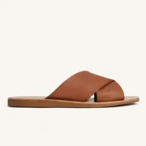 Everlane The Day Crossover Womens 7 Slip On Sandals Sienna Brown Leather Slide