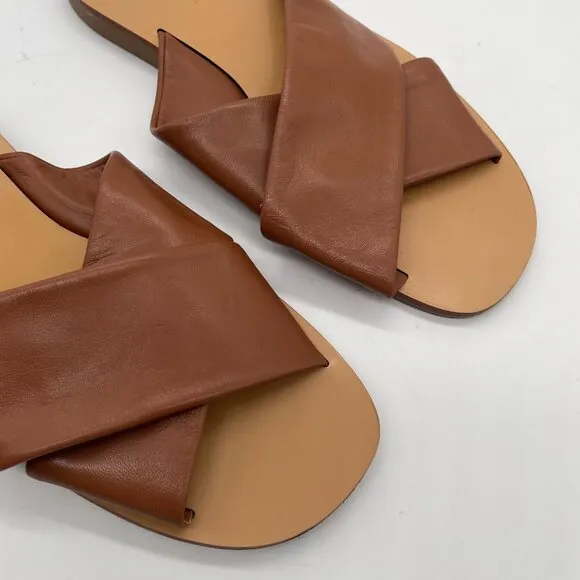 Everlane The Day Crossover Womens 7 Slip On Sandals Sienna Brown Leather Slide