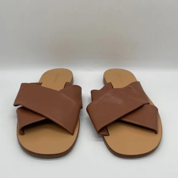 Everlane The Day Crossover Womens 7 Slip On Sandals Sienna Brown Leather Slide