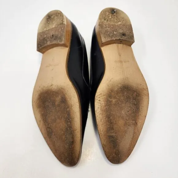Everlane Women The Modern Loafer Black Leather Flats Size 8 Pointed Toe Slip On