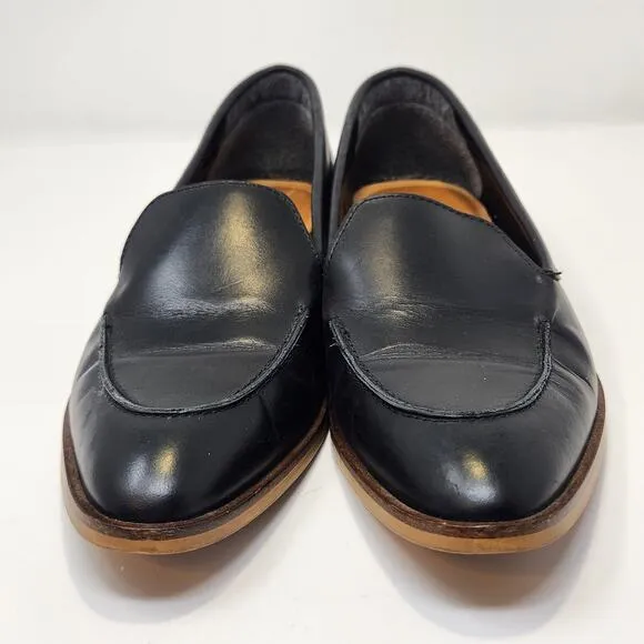 Everlane Women The Modern Loafer Black Leather Flats Size 8 Pointed Toe Slip On