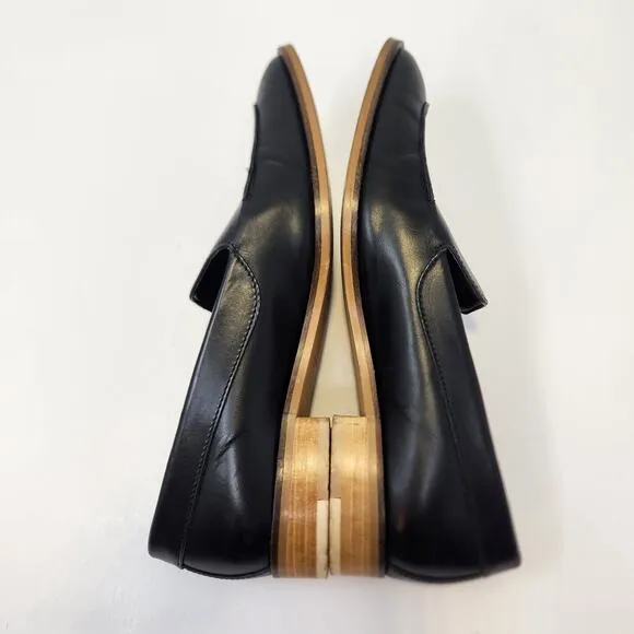 Everlane Women The Modern Loafer Black Leather Flats Size 8 Pointed Toe Slip On