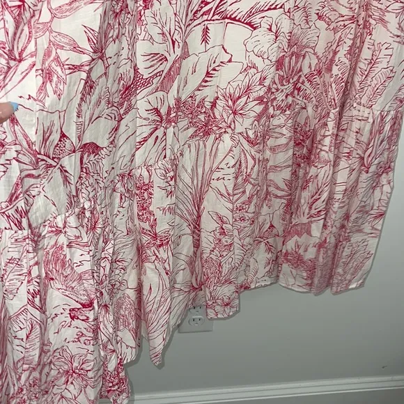 EXPRESS Printed One Shoulder Puff SleeveMIDI Dress xl