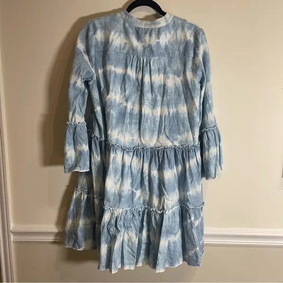 FAHERTY Tuckernuck Organic Cotton Faded Blue Vida Tie Dye Dress Small