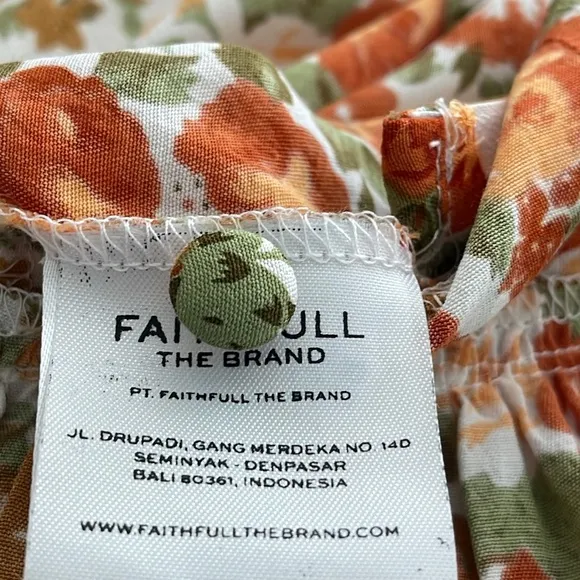FAITHFUL THE BAND Lou Lou Mini Dress Sz 4 Sweetheart neckline Orange Tan Floral.