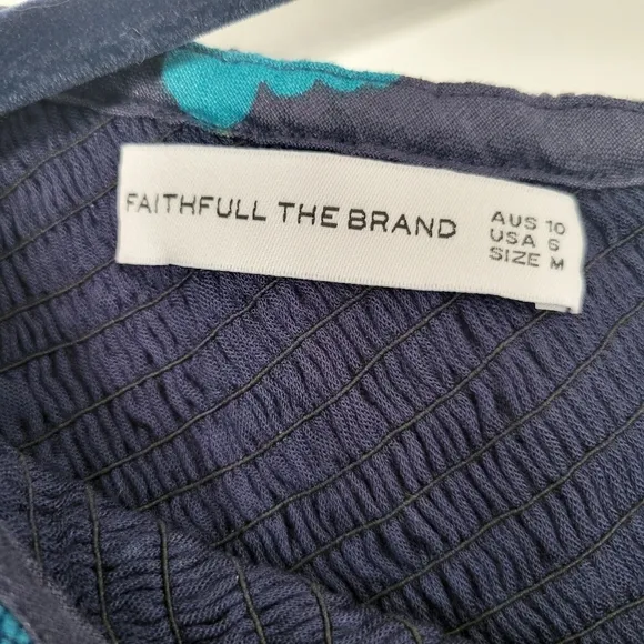 Faithfull The Brand Escala Anha Blue Asymmetrical Linen Maxi Dress Size 6