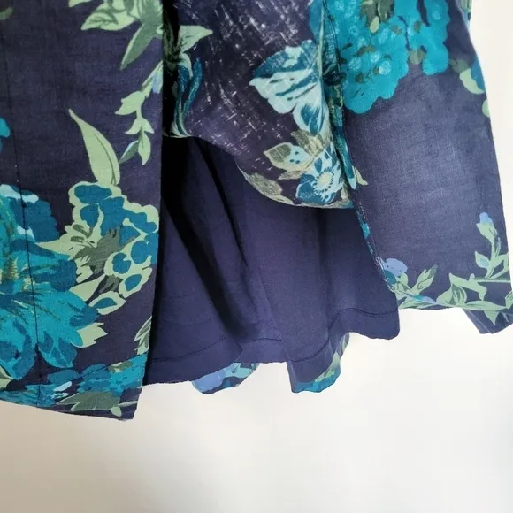 Faithfull The Brand Escala Anha Blue Asymmetrical Linen Maxi Dress Size 6