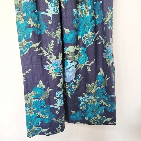 Faithfull The Brand Escala Anha Blue Asymmetrical Linen Maxi Dress Size 6