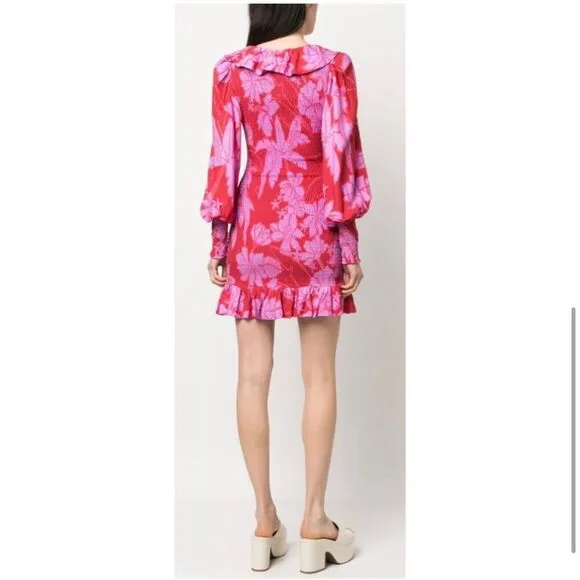 FARM RIO LIVING NATURE RED/PINK FLORAL MINI DRESS- Size MED