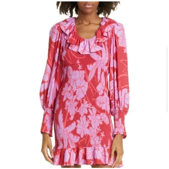 FARM RIO LIVING NATURE RED/PINK FLORAL MINI DRESS- Size MED