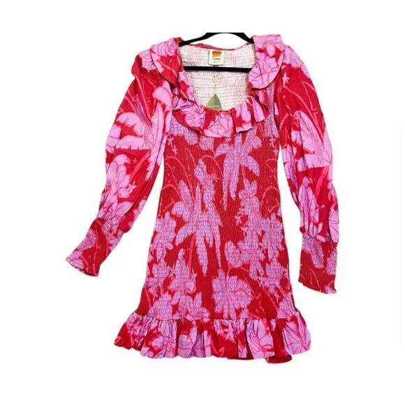 FARM RIO LIVING NATURE RED/PINK FLORAL MINI DRESS- Size MED