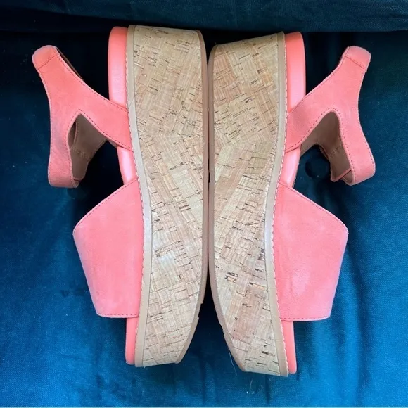 FITFLOP Eloise Coral Platform Slingback Wedge Suede Leather Sandals SIZE 8.5 NWT