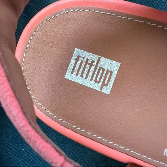 FITFLOP Eloise Coral Platform Slingback Wedge Suede Leather Sandals SIZE 8.5 NWT