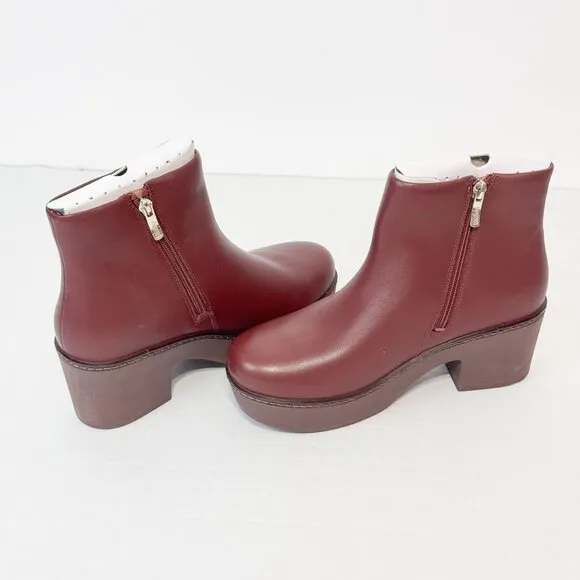 FITFLOP NWB Sz 9 Oxblood Leather Comfort Footbed Platform Pilar Ankle Boots