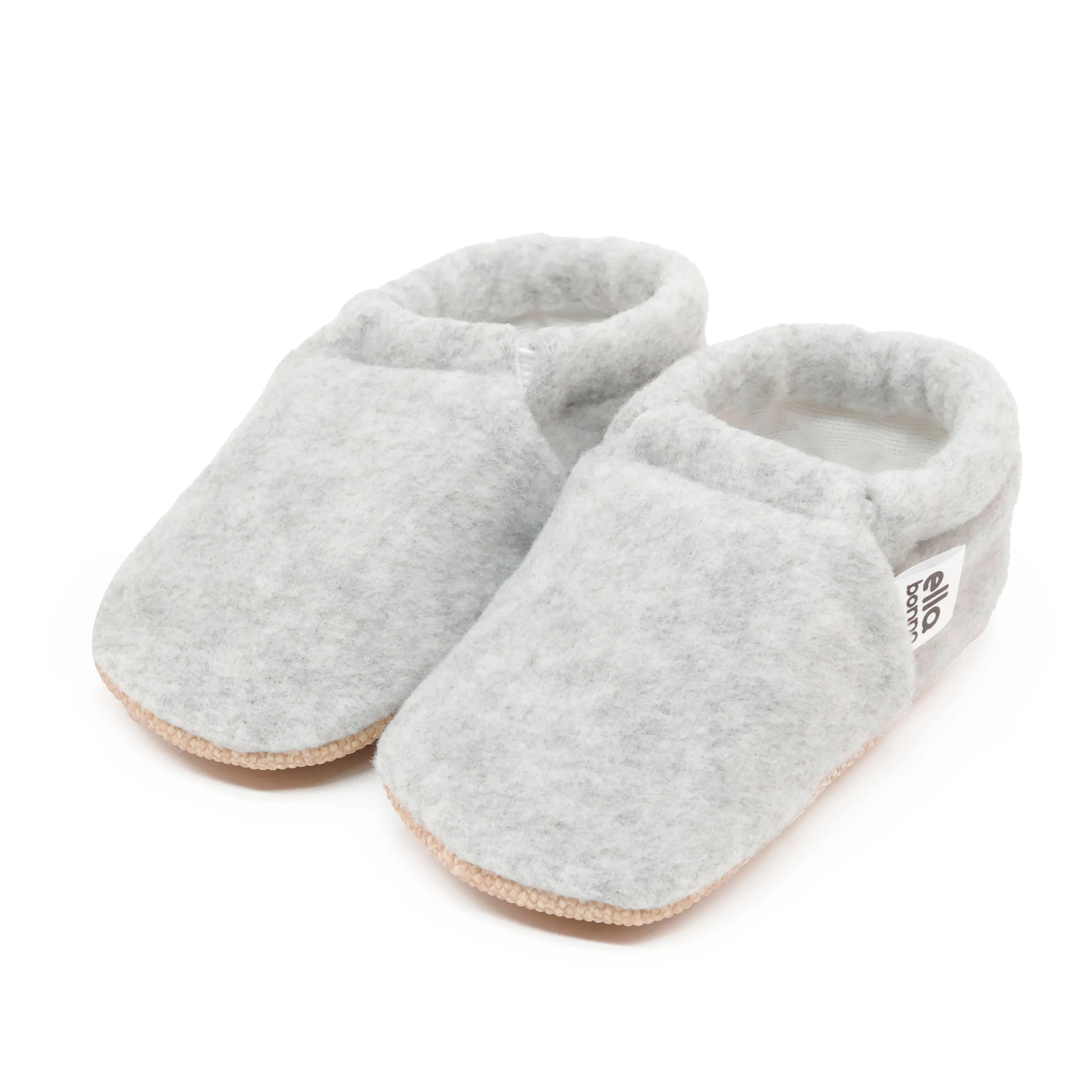 Fleece Baby House Booties, Non-Slip Sole, Organic Cotton Lining, Gray