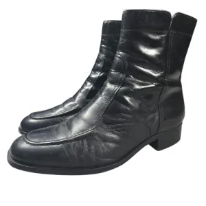 Florsheim Black Leather Side Zip Beatle Boots Men's Size 8.5 D 17074-01
