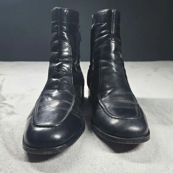 Florsheim Black Leather Side Zip Beatle Boots Men's Size 8.5 D 17074-01