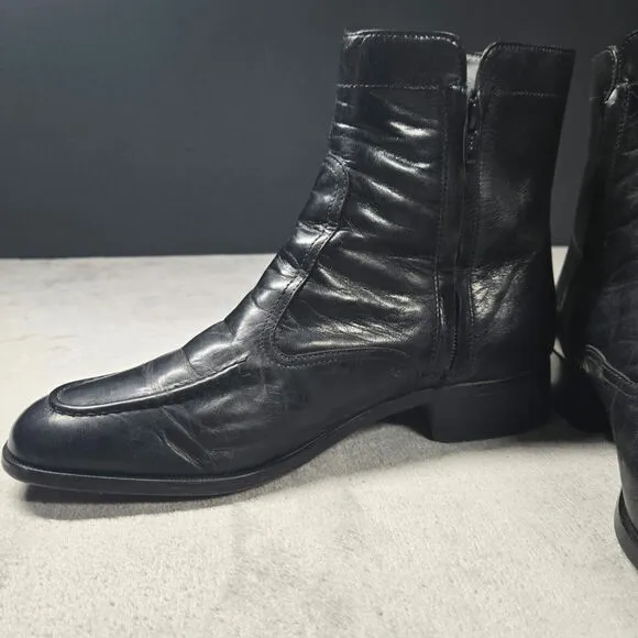 Florsheim Black Leather Side Zip Beatle Boots Men's Size 8.5 D 17074-01