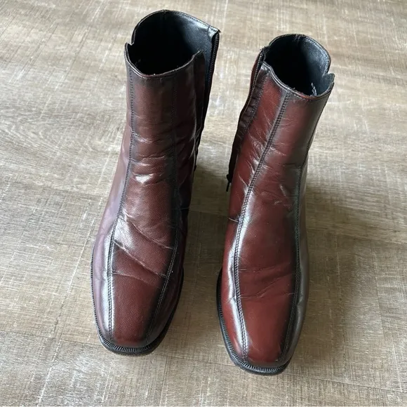 Florsheim Duke Side Zip Brown Leather Boots 11087 Beatle Mens 9.5 EEE Chelsea