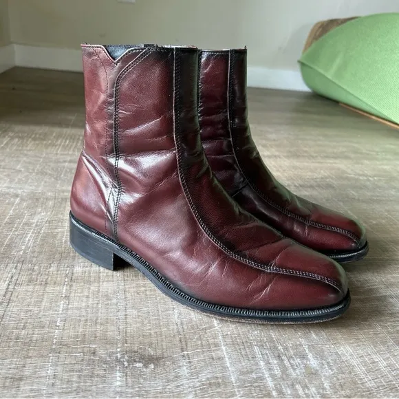 Florsheim Duke Side Zip Brown Leather Boots 11087 Beatle Mens 9.5 EEE Chelsea