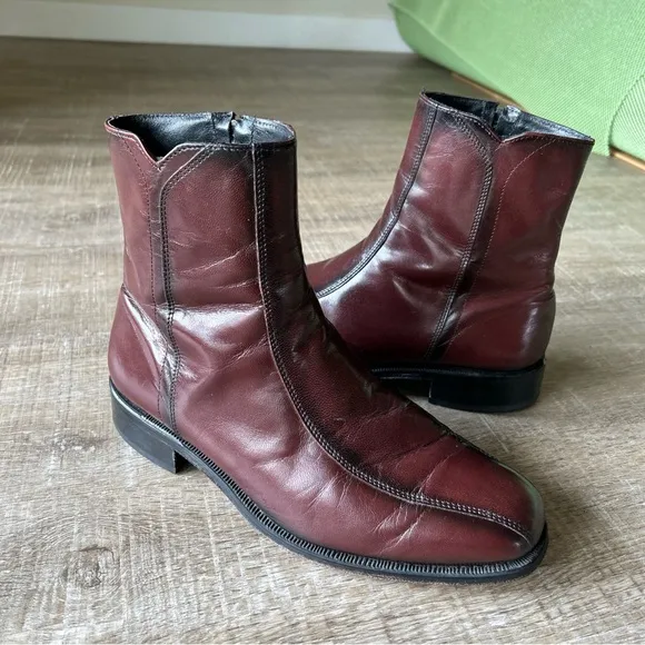 Florsheim Duke Side Zip Brown Leather Boots 11087 Beatle Mens 9.5 EEE Chelsea