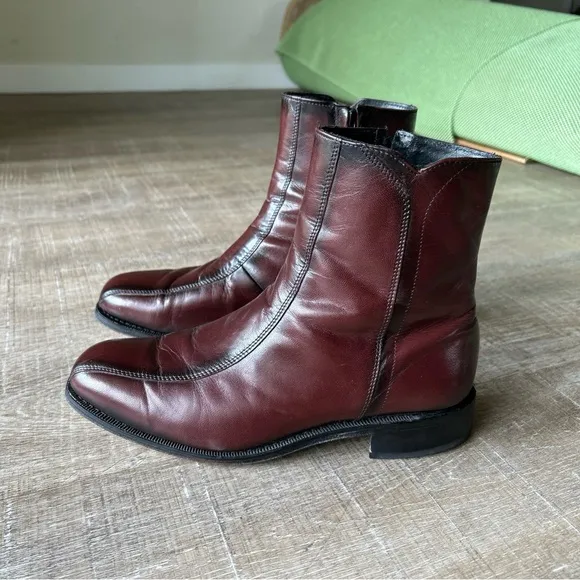 Florsheim Duke Side Zip Brown Leather Boots 11087 Beatle Mens 9.5 EEE Chelsea