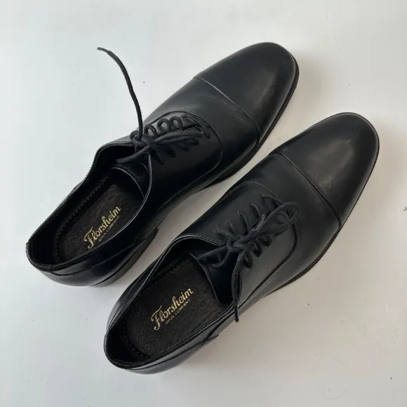 Florsheim Leather Oxford Dress Shoes Classic Lace Up Black Mens Size 9M‎