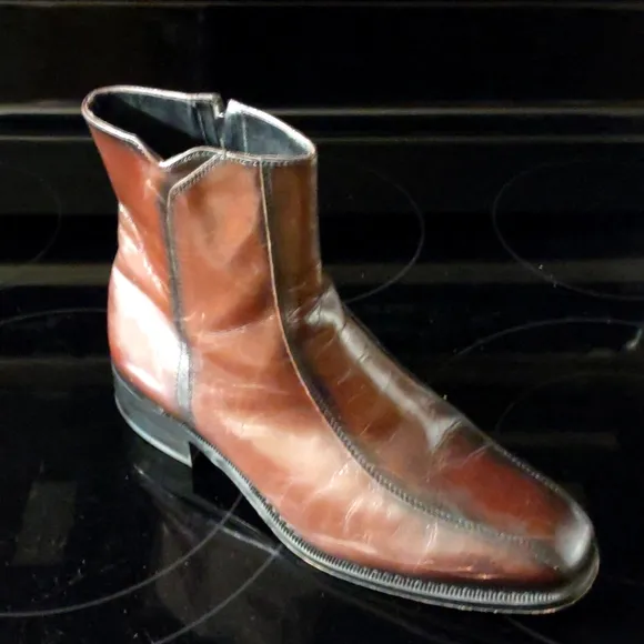 Florsheim Men’s Burgundy Original Regent Leather Side Zip Ankle Boots