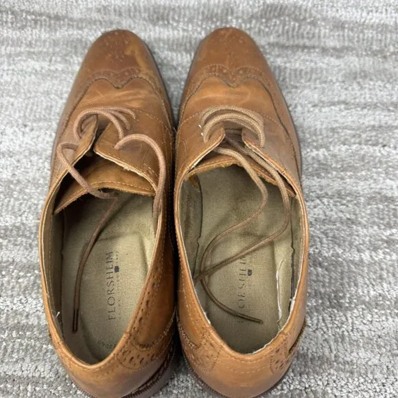 Florsheim Mens Dress Shoes Derby Wingtip 11 D Brown Leather Brogue Oxford