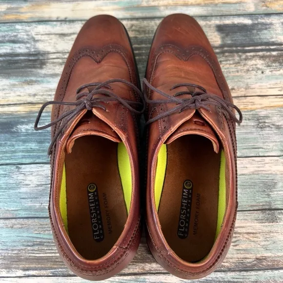 Florsheim Mens Size 9M Wingtip Oxford Dress Shoes Brown Leather Formal Workwear