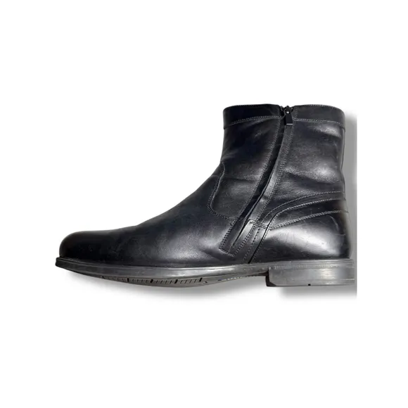 Florsheim Midtown Leather Ankle Boots Comfortech Ortholite Dress Blk 14 EEE Wide