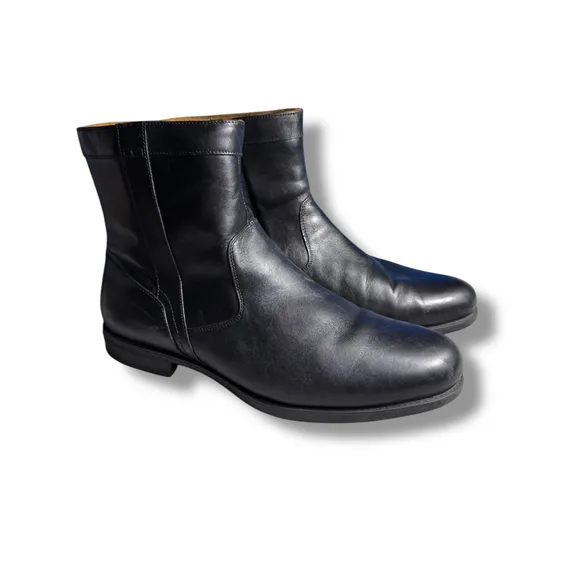 Florsheim Midtown Leather Ankle Boots Comfortech Ortholite Dress Blk 14 EEE Wide