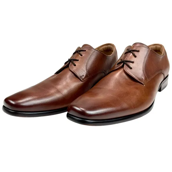 Florsheim Postino Plain Toe Derby Cognac Leather Shoe‎ Men 10.5 D