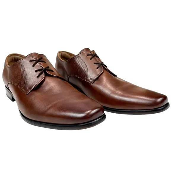 Florsheim Postino Plain Toe Derby Cognac Leather Shoe‎ Men 10.5 D