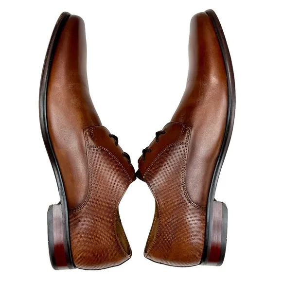 Florsheim Postino Plain Toe Derby Cognac Leather Shoe‎ Men 10.5 D