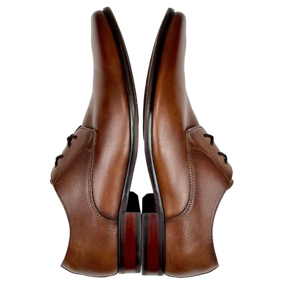 Florsheim Postino Plain Toe Derby Cognac Leather Shoe‎ Men 10.5 D