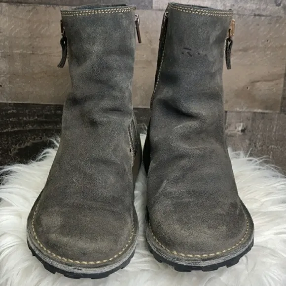 Fly London grey suede Zip Up Ankle Boots MONG 6.5
