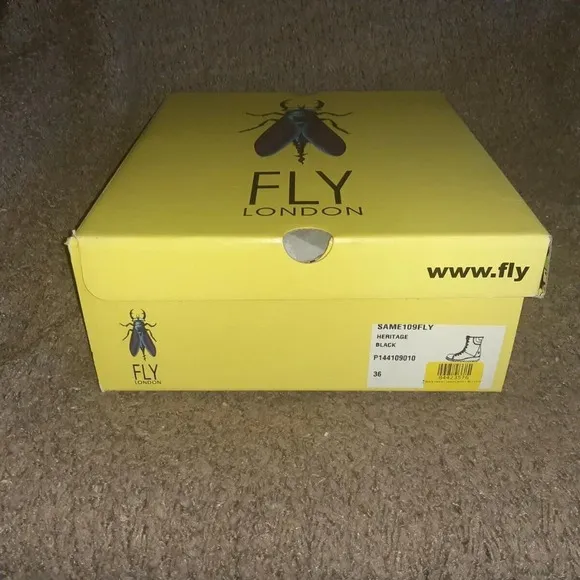 FLY London-SAME-109 FLY-Heritage Black Leather Combat Boots-Side Zip-Sz …
