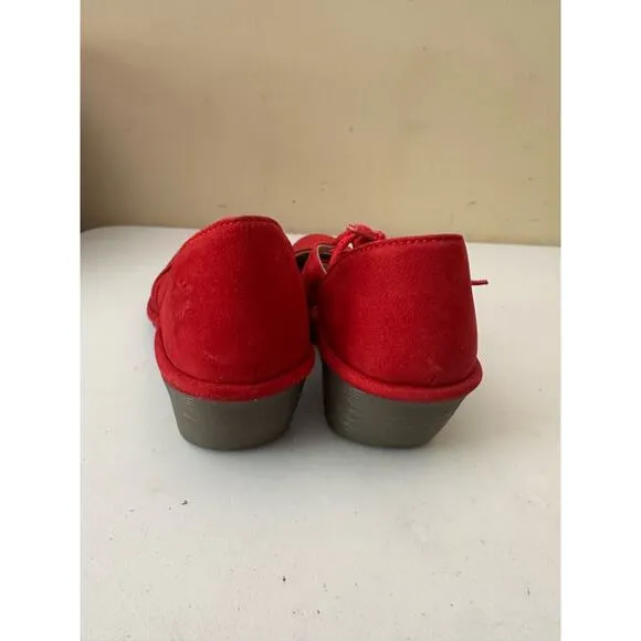 Fly London Shoes Closed Toe Lace Up Wedge D'Orsay Suede Red Women's Size 37