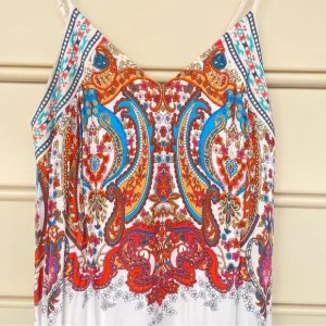FLYING TOMATO White Paisley Maxi Dress Spaghetti Strap S