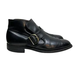 Foot So Port Mens Supreme Boots Black Leather Monk Buckle Strap‎ Size 8.5