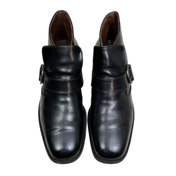 Foot So Port Mens Supreme Boots Black Leather Monk Buckle Strap‎ Size 8.5