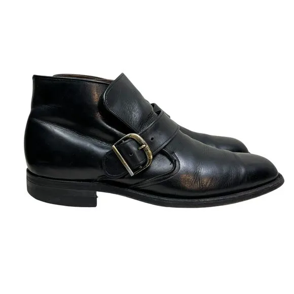 Foot So Port Mens Supreme Boots Black Leather Monk Buckle Strap‎ Size 8.5