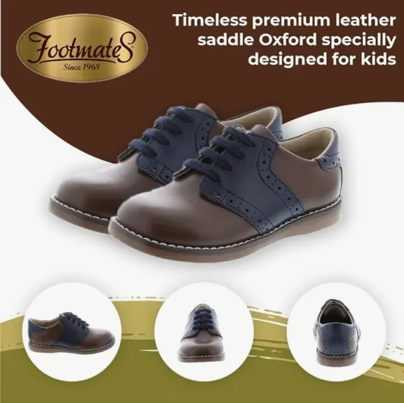 FootMates Brown Blue Dress Shoes Classic Oxford Leather Arch Support 12